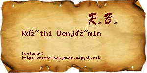 Réthi Benjámin névjegykártya