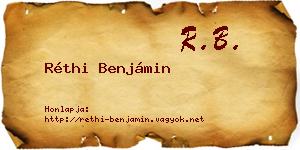 Réthi Benjámin névjegykártya